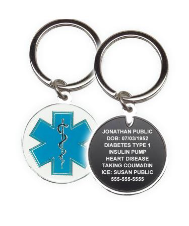 Medical Alert ID Cloisonn ' Keychain (incl. custom engraving)