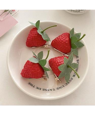4pcs/set Cute Strawberry Hairpins Resin Headwear Hair Accessories Fruit Hair Clips Sweet Hair Barrettes Headdress Jewelry - Buy Online on GoSupps.com