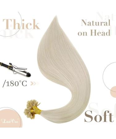 LAAVOO Platinum Blonde Keratin Real Human Hair 22 U Tip Hot Fusion Hair Extensions 50g 50s - Remy Long Straight Blonde Hair 60 - 22 Utip - Buy Online on GoSupps.com