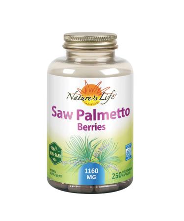 Nature's Life Saw Palmetto Berries 1160 mg | Healthy Prostate Urination Frequency & Hair Health Support | Non-GMO | 250 Vegetarian Capsules
