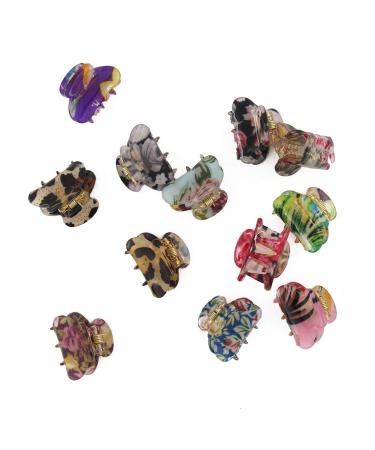 Carede Mini Floral Printed No-Slip Grip Hair Claw Clips for Girls & Women - Pack of 12 - Buy Online on GoSupps.com