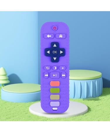 Bloook bite ring baby biting toys baby silicone remote control bite rings baby with pressurable buttons baby toys 6 months bpa-free dental aid baby for 0-12+ months (purple)
