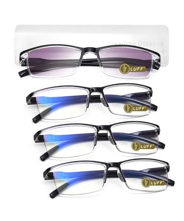 LUFF 4Pcs Anti-Blue Ray Reading Glasses Portable Ultralight Readers 2.0X 1sun+3black