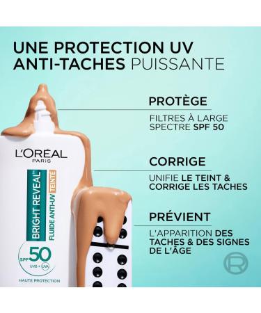 L'Or al Paris Bright Reveal Anti-UV Fluid SPF 50 Medium Tint Niacinamide 50ml - Buy Online on GoSupps.com