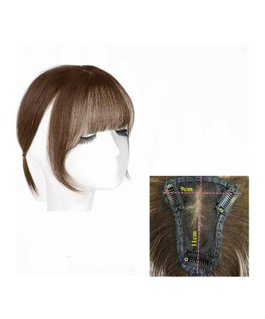 Bangs Clip in Bangs Transparent Swiss Lace Human Hair Bangs Clip In Fringe Hairpieces Extension For Women Breathable Remy Hair Bangs for Women Curved Bangs for Daily Wear (Color : 9x11 Brown)