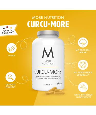 MORE Curcumore - 210 Organic Turmeric Capsules with Curcuminoids Sulforaphane & Piperine | 180g - Shop Internationally for Premium Health Benefits - Buy Online on GoSupps.com