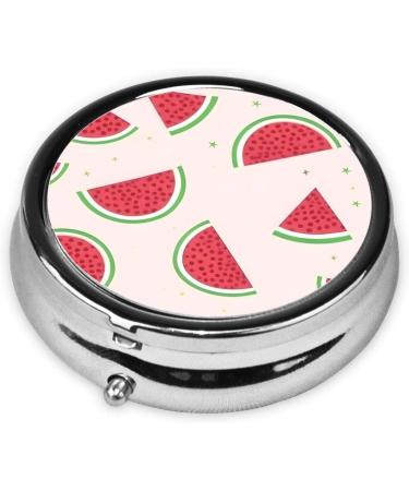 Pink Watermelon Round Pill Box | 3 Compartment Portable Organizer for Travel - Buy Online on GoSupps.com