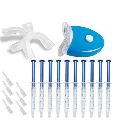 Teeth Whitening Kit 10Pack 3ml Teeth Whitening Gel Refill 44% CP Bleaching Gel with Teeth Whitening LED Light and 2Pack Mouth Tray Complete Tooth Whitener Gel Pen Kit