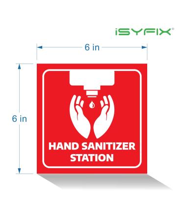 iSYFIX 6x6 Inch Hands Sanitizer Station Signs Stickers 4 Pack - Premium Self-Adhesive Vinyl Labels - UV Weather Scratch Water Fade Resistant - Indoor Outdoor Red/White - Buy Online on GoSupps.com