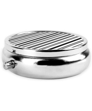 Black & White Stripe Round Pill Box - Mini 3 Compartment Travel Medicine Organizer | Portable Decorative Vitamin Holder - Buy Online on GoSupps.com