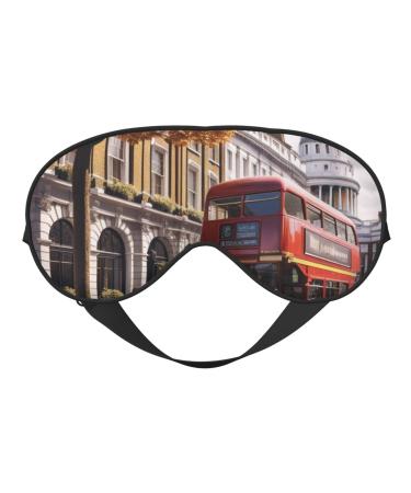 Soft London Printed Eye Mask Adjustable Breathable Eye Masks for Sleep Light Blocking & Double-Sided Black