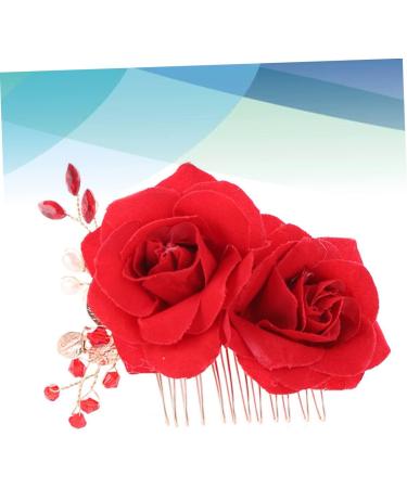 Ipetboom 1pc Headwear for Women Wedding Headpiece for Bride Flower Hair Comb Insert Hair Comb Hair Combs Metal Hair Comb Bridal Hair Comb Hair Pin Flower Head Rhinestones Red Miss - Buy Online on GoSupps.com