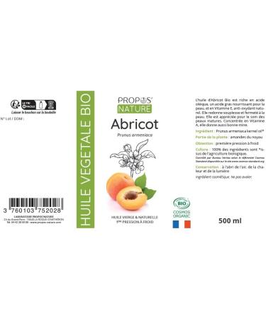  PROPOS'NATURE ORGANIC APRICOT VEGETABLE OIL 500ml ** - Buy Online on GoSupps.com