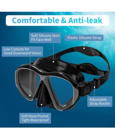 Findway Dry Snorkel Set for Adults - Anti-Fog Scuba Diving Mask with Wide View - Professional Snorkeling Gear in Black - Buy Online on GoSupps.com