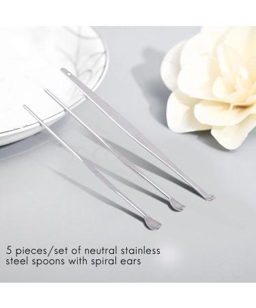 Crcyphne 5 Pcs/Set Unisex Stainless Steel Spiral Ear Pick Spoon Cleaner Ear Care Multifunction Portable Ear Pick Beauty Tool Kit With Box - Buy Online on GoSupps.com
