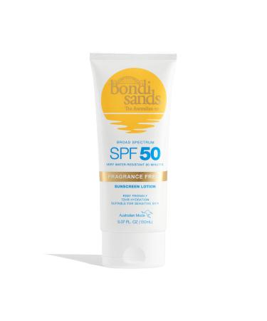 Bondi Sands Fragrance Free Sunscreen Body Lotion SPF 50 | Hydrating Broad Spectrum Protection, Sheer, Water Resistant, Reef Friendly* | 5.07 Oz/150 mL
