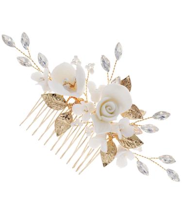 SOESFOUFU Wedding Decoration Pearl Trim Female Head Decor Bridal Comb Ceramics Wedding Supplies New Chinese Style Bride Bridal Head Decor Girls Hair Accessory Bridal Hair Comb