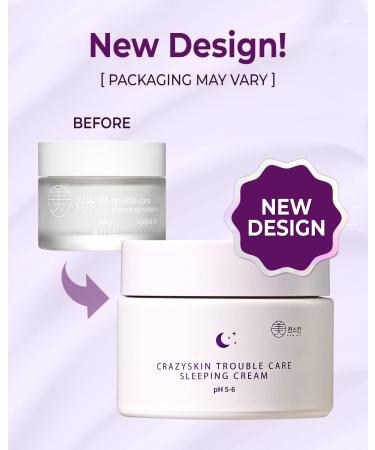 CRAZY SKIN Repair Trouble Care Sleeping Cream 1.76oz | Deep Moisturizing pH 5.5 Overnight Cream | Acne Prone Skin Moisturizer | Korean Night Mask Care - Buy Online on GoSupps.com