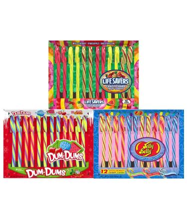 Candy Cane Mixed Pack - Dums Jelly Belly and Lifesavers - 144 Count Dums Jelly Belly and Lifesavers 1 Count (Pack of 144)
