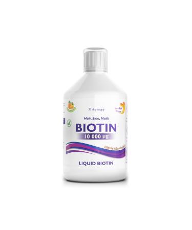 Swedish Nutra Biotin 10000 UG liquid supplement 500 ml pack 33 days supply plus vitamin C for healthy hair skin and nails vegan and gluten free 100 natural Liquid Biot