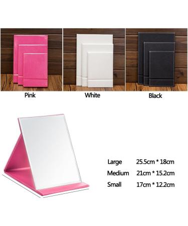Joly Desk Mirror - Portable Folding PU Leather Makeup Mirror | Adjustable Stand | Large Black - Buy Online on GoSupps.com