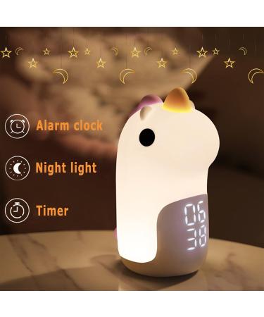 Woukksy Children Alarm Clock with Cute Unicorn Light | Rechargeable Night Light & Snooze Function | Ideal Gift for Girls - Blue - Buy Online on GoSupps.com