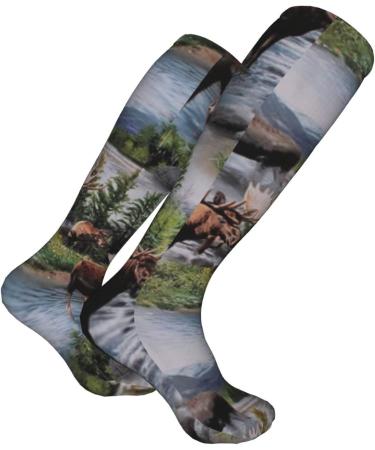 Buy Bull Moose Scenic Wildlife Compression Socks for Men & Women | 15-20 mmHg Support for Running & Cycling - Buy Online on GoSupps.com