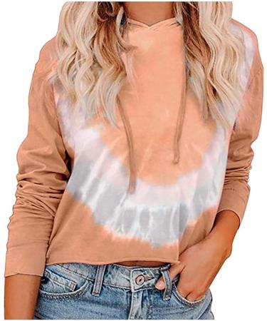 Women's Casual Tie Dye Print Hoodie | Long Sleeve Loose Pullover Sweatshirt | Orange Tunic Top - Buy Online on GoSupps.com