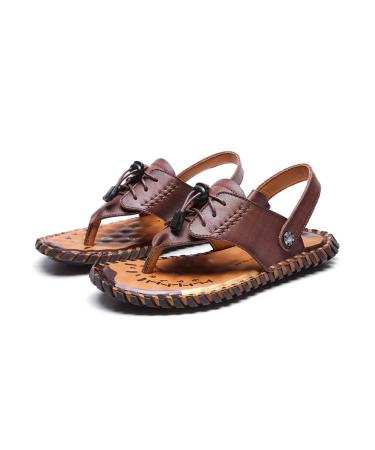 Creev leather sandals men's shoes Half drag beach flop flops summer outdoor shoes male leisure plus size slippers (size: 45 code) B 40 code