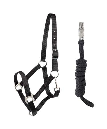 PFIFF 102931 Halter and Rope Set Plastic Halter Lead Rope Black Full Full Black
