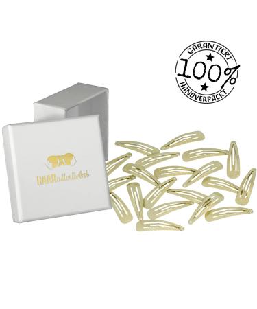HAARallerliebst Hair Clips - 20 Shimmering Gold Clips (5 cm) with White Storage Box | International Shipping - Buy Online on GoSupps.com