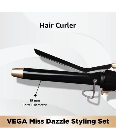 VEGA Miss Dazzle Styling Set - Ceramic Hair Straightener & 19mm Barrel Curler Combo Black | Perfect for International Shipping - Buy Online on GoSupps.com