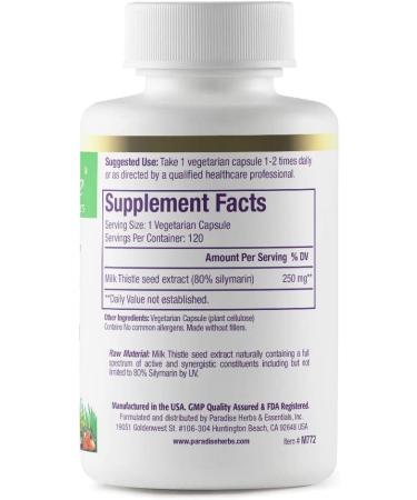 Buy Paradise Herbs Milk Thistle 120 Vegetarian Capsules for Liver Support - Buy Online on GoSupps.com