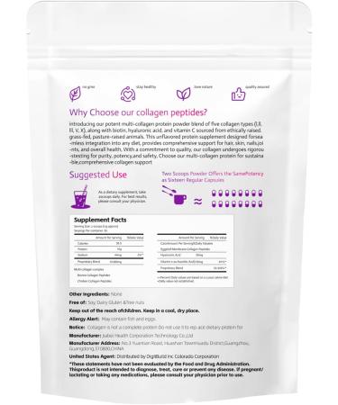 Multi Collagen Protein Powder Non GMO Hydrolyzed Collagen Powder 1lb - Type I II III V X with with Biotin Hyaluronic Acid Vitamin C Easy Dissolve for Women & Men (1 lb) - Buy Online on GoSupps.com