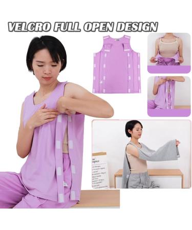 Post Shoulder Surgery Shirt - Soft Cotton Snap Open Tearaway Design for Home Care & Rehab - Ideal for Dialysis & Elderly - Pink Medium - Buy Online on GoSupps.com