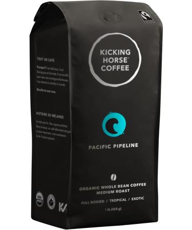 Kicking Horse Coffee Pacific Pipeline Medium Roast Whole Bean 1 lb - Certified Organic Fairtrade & Grizzly Claw Dark Roast Whole Bean 1 lb - Certified Organic Fairtrade Kosher Coffee - Buy Online on GoSupps.com
