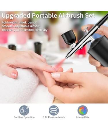 Glimpsesun Airbrush Kit 30PSI Cordless Rechargeable High-Pressure Non-Clogging Air BrushGun for Nail Art Painting Cake Decor Black Easy to Use - Buy Online on GoSupps.com