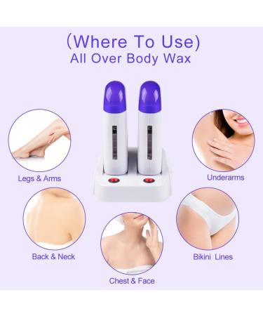 110V Double Depilatory Wax Warmer Kit for Coarse Hair Removal - Ideal for Women & Men - Includes Heater Base for Hair, Eyebrow, Facial, Armpit, Bikini & Brazilian Waxing - Buy Online on GoSupps.com