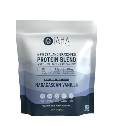 Taha Health & Nutrition Mind+Body+Soul Protein Blend - Madagascan Vanilla. 25g of Protein per Serve from Whey & Collagen Plus 400mg Milk Phospholipids | New Zealand Grass-Fed Free-Range Dairy | 2LB Madagascan Vanilla 2 Pound
