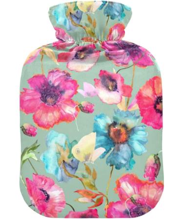 Naanle Poppy Flowers Hot Water Bottle - 1L Transparent for Warm & Cold Therapy | Bed/Hand/Foot Heat Pain Relief - Buy Online on GoSupps.com