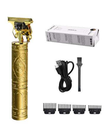 Beard Trimmer Men Hair Clippers Oily Hair Household Electric Hair Clipper Zero Gapped Beard Shaver with 4 Limit Combs Rechargeable Hair Shaving Device Gold