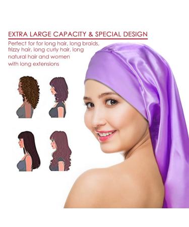 Extra Large Satin Sleep Cap Set for Long Hair & Dreadlocks - 4 Pieces - Buy Online on GoSupps.com