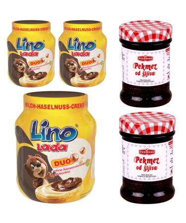 Pufai Lino Lada Duo Milk and Hazelnut Spreads 350 g (Pack of 3)
