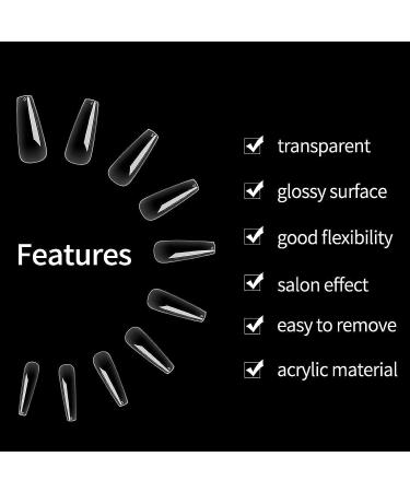 TOMICCA Clear Coffin Nail Tips 500pcs - Long Full Cover Acrylic Fake Nails | Ballerina Style in 10 Sizes for Nail Extension - Ideal for Salons and DIY Nail Art - Buy Online on GoSupps.com