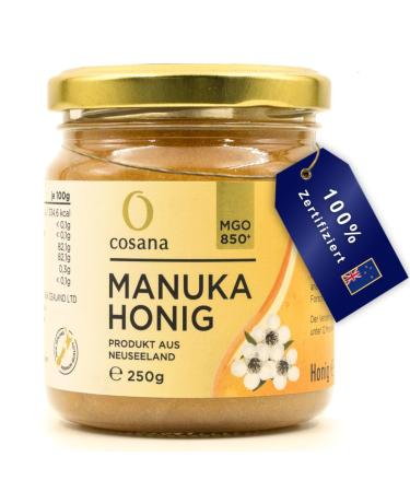 Cosana Miel de Manuka 850 MGO + 250 g 100% Pur en bocal en verre Conditionn scell et certifi en Nouvelle-Z lande