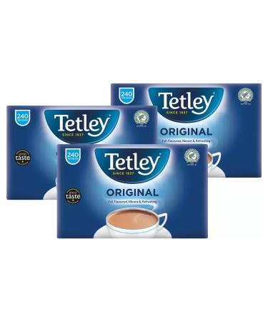 Tetley Original Classic Black Tea Bags Rich Fresh Natural Drink Pack of 3 x 240
