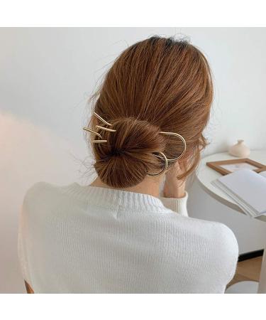 Nifocc U-Shaped Hair Forks - 4 Pcs Metal Hairpins for Women & Girls | Gold & Silver Hair Styling Accessories - International Shipping - Buy Online on GoSupps.com