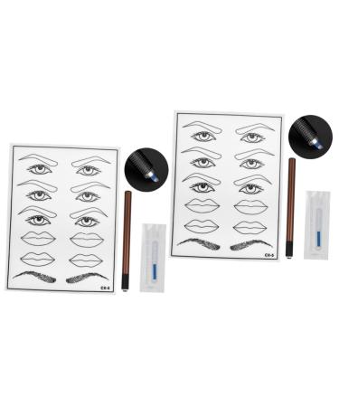 FOMIYES Practice Skin Kit 2pcs End Microblading Eyebrow Pen Eye White Single Mouth and Practice Semi-permanent Kit