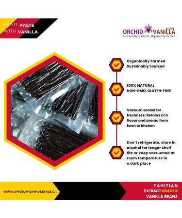 Tahitian Extract Grade-B Vanilla Beans For Extract Making By Count (5 Beans (Pack of 1)) - Buy Online on GoSupps.com