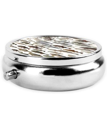 Salmon Printed Mini Round Pill Box - 3 Compartment Portable Organizer for Home Office & Travel - Buy Online on GoSupps.com